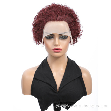 Highknight Pixie Cut Human Hair Wig Short Curly Bob Pixie Cut Lace Front Wig Pixie Curls Bob Wigs